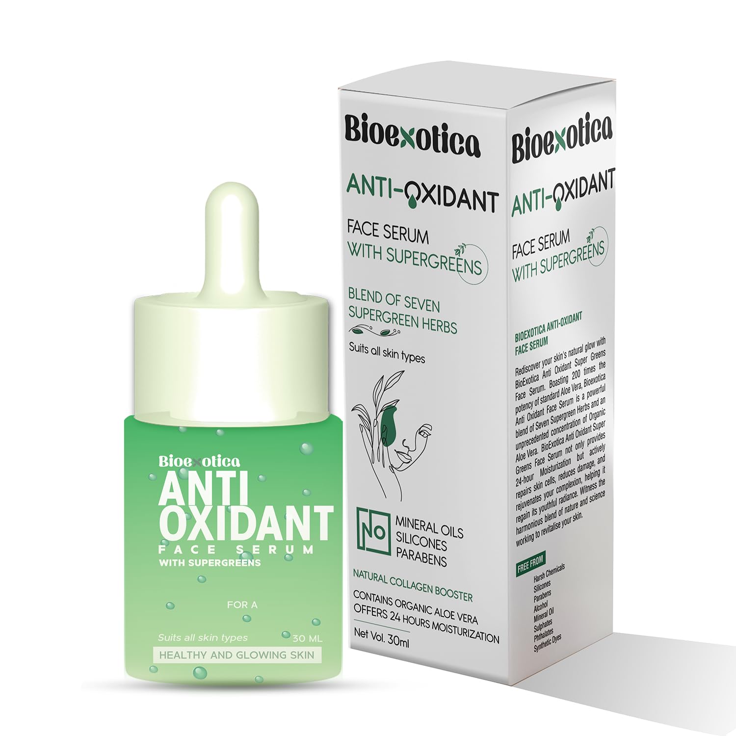 Bioexotica Anti-Oxidant Face Serum Helps Tightening Skin contains